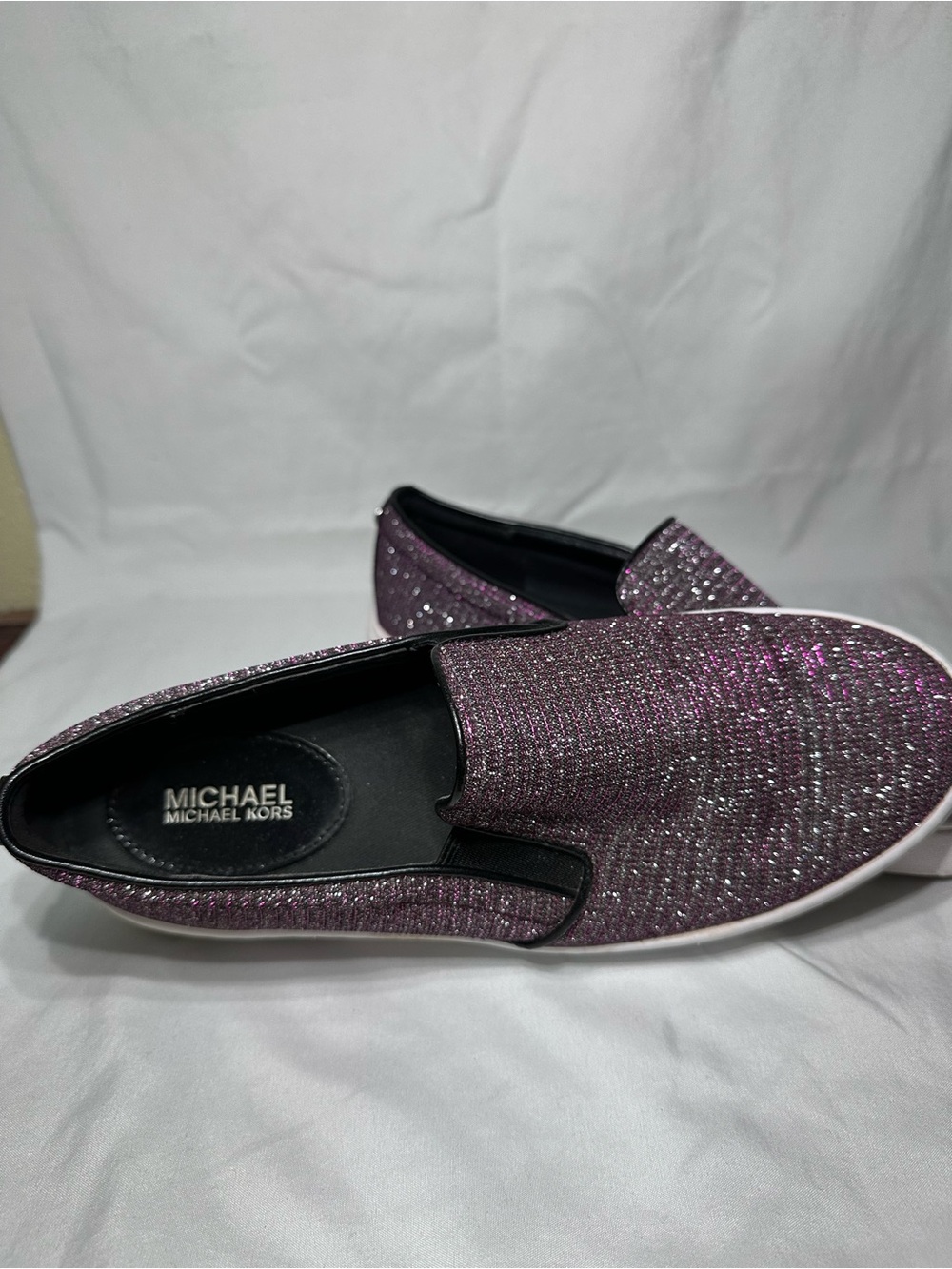 Michael Kors Glitter Slip-On Sneakers in Shimmery Purple
